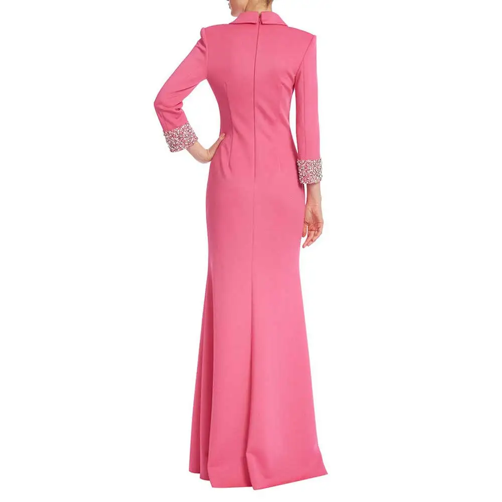 YUMDAI Coat Dress Floor Length Long Sleeve V Neck Luxury Party Evening Dress 2024 Dubai Special Occasion Formal Guest Dress