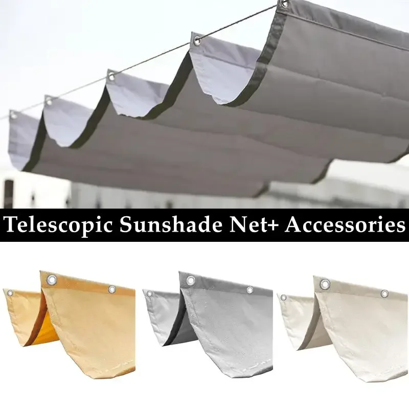 100cm Wave Length Waterproof Sunshade Net Home Pergolas Telescopic Awning Pergolas Sunproof Retractable Wave Sliding Canopy