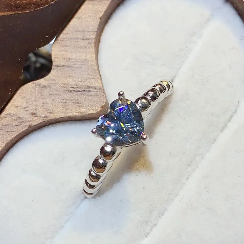 YULEM Lovely 1CT Heart Gray Moissanite Engagement Rings for Women Silver 925 for Anniversary Gifts Party