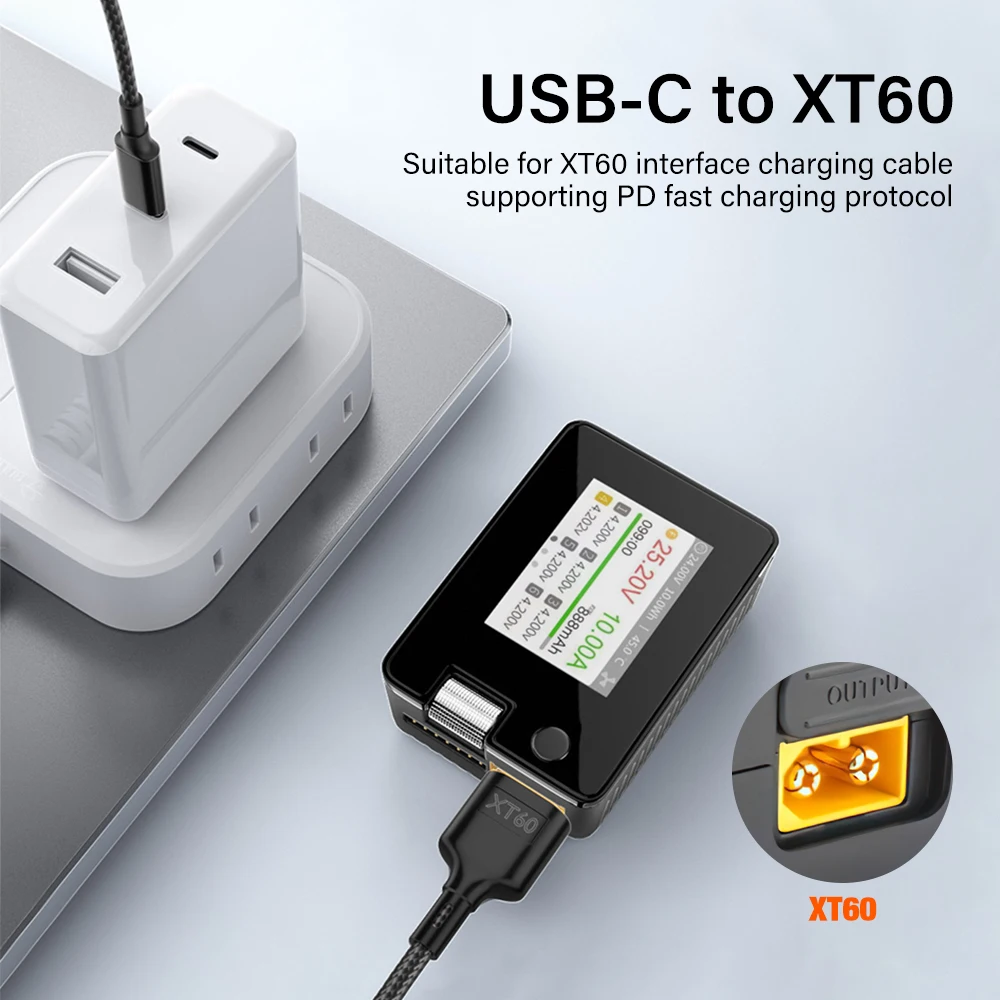 High quality USB-C to XT60 Charging Cable for Toolkitrc SC100 Cable For Toolkitrc M7 M6 M6D M8S 100W Fast Charging Power Line