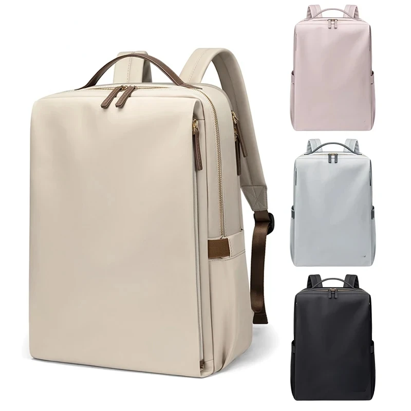 

Women's Backpack Solid Color Nylon Laptop Bag 15.6 Inch Adult Female Backpack Travel Large Capacity Waterproof Fashion 2024