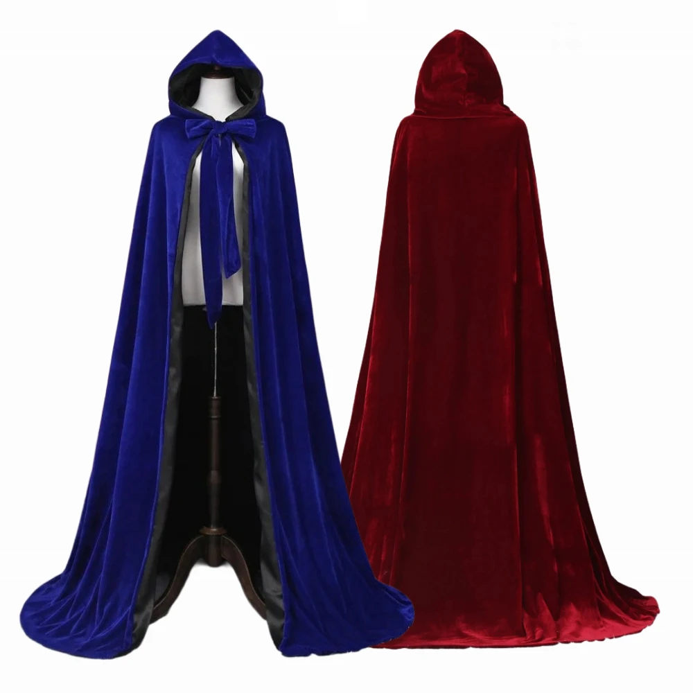 

Customizable Color and Size Hooded Adult Halloween Velvet Cloak Medieval Costume Witch Wicca Vampire Halloween Dress