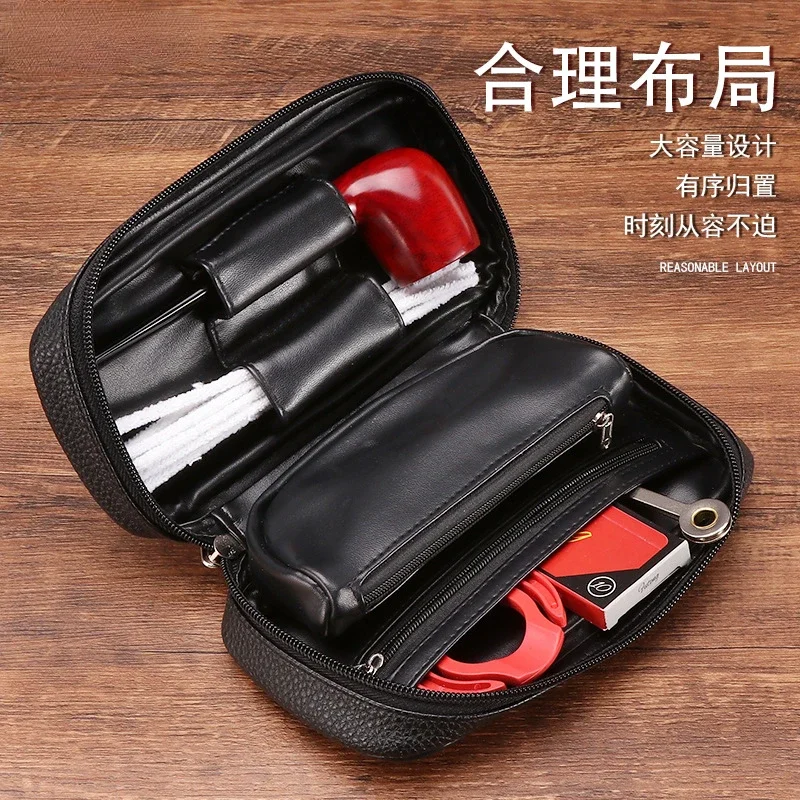 Portable Smoking Pipe Bag Soft PU Leather Tobacco Pipe Storage Bag for Travel Smoking Tools Accessories Pouch