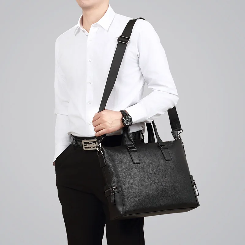 Men's Genuine Messenger Luxury Men Bag Casual Handbag Cowhide Business Bag Horizontal Large Capacity Briefcase Dropshipping