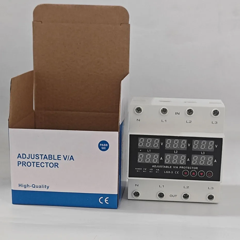 Protezione da sovratensione e sottotensione trifase 63A 100A reset automatico da sovratensione e sottotensione di corrente regolabile digitale