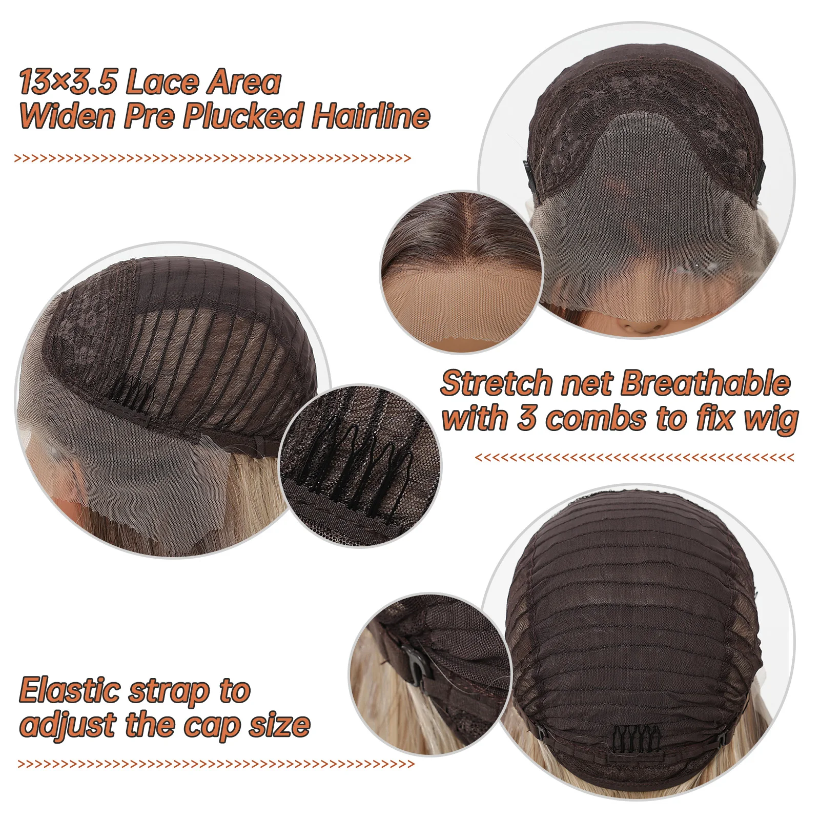 13x4 인조 레이스 프론트 가발 옴브레 블론드 하이라이트 가발 롱 실크 스트레이트 헤어 여성용 자연스러운 데일리 내열성