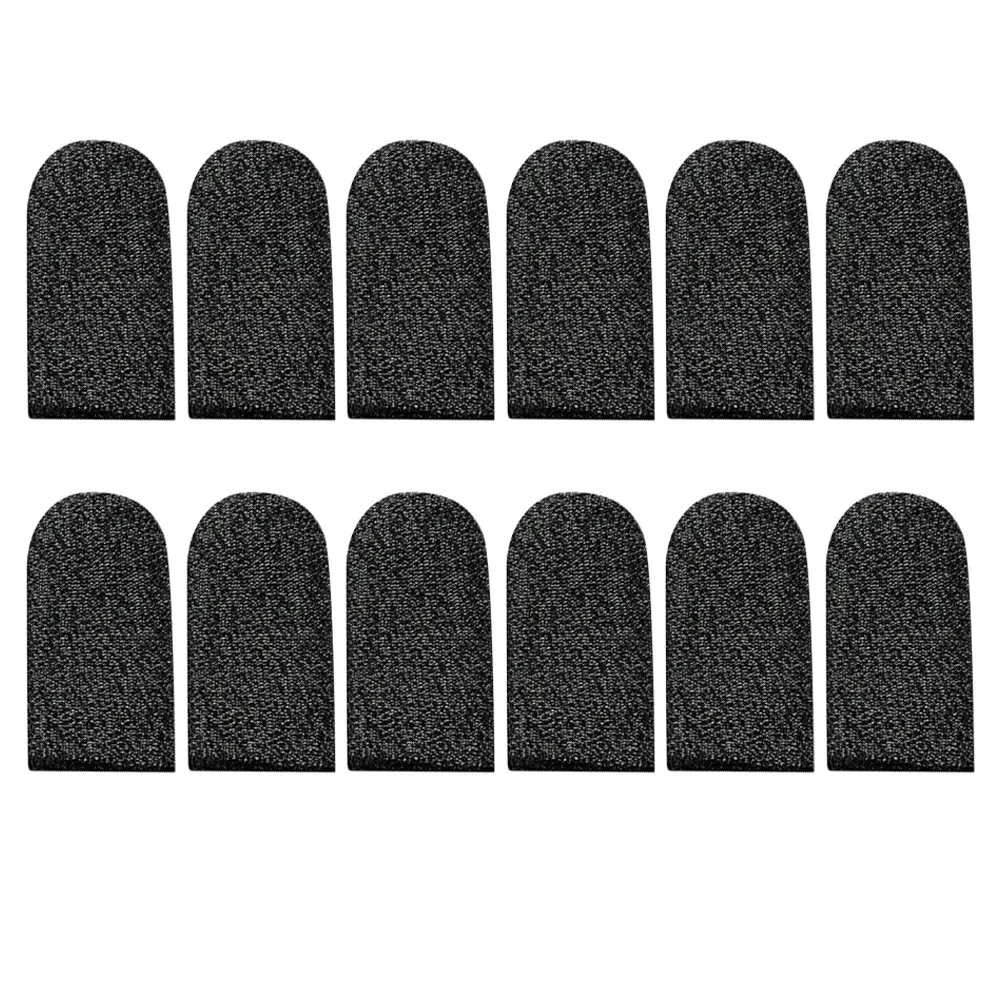 10Pcs Black Nylon Finger Sleeves Sweat-Resistant Wear-Proof Flexible Finger Protectors for Adults Mobile Gaming Touch-Screen
