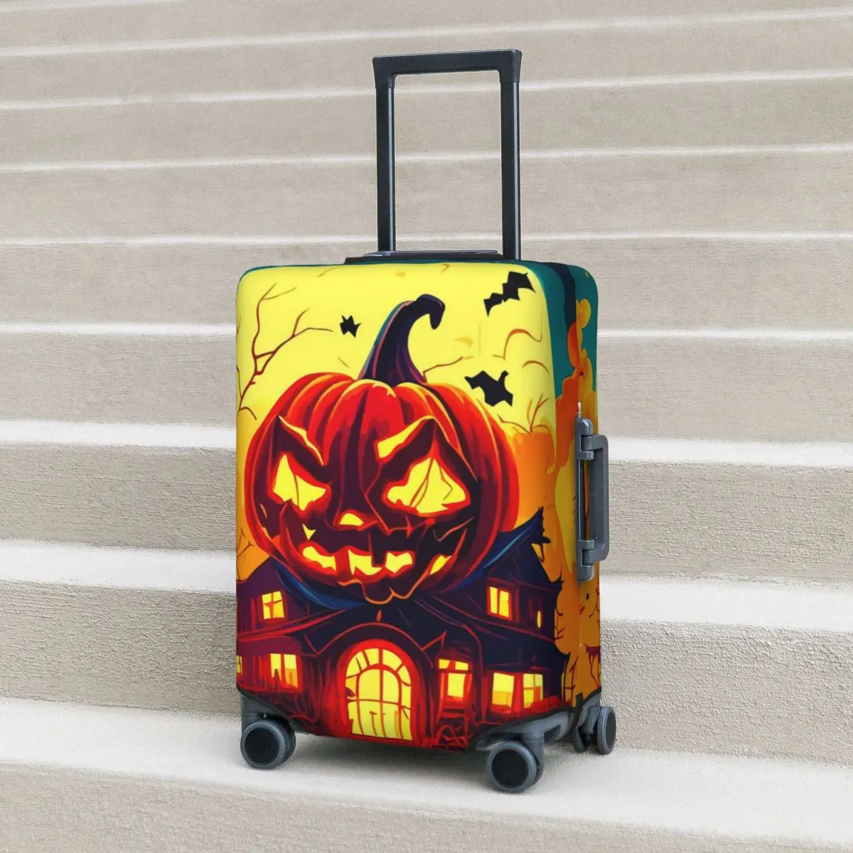 

Bats And Pumpkins Suitcase Cover Halloween Night Flight Travel Elastic Luggage Case Protector