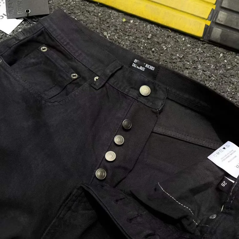 Retro Zurich Splashed Ink Vintage Style Mildly Spicy Men's And Women's Jeans Black Washed Long Trousers Spring Summer New Arr...