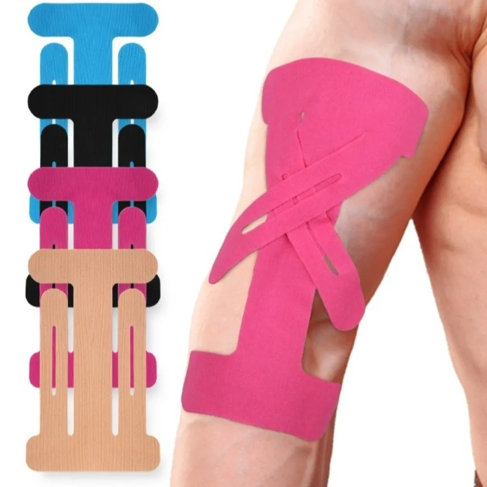 10pcs Athletic Tape Waterproof Elbow Bandage Breathable Pre-cut Elbow Support Tape Elastic Long-lasting Kinesiology Tape Tennis