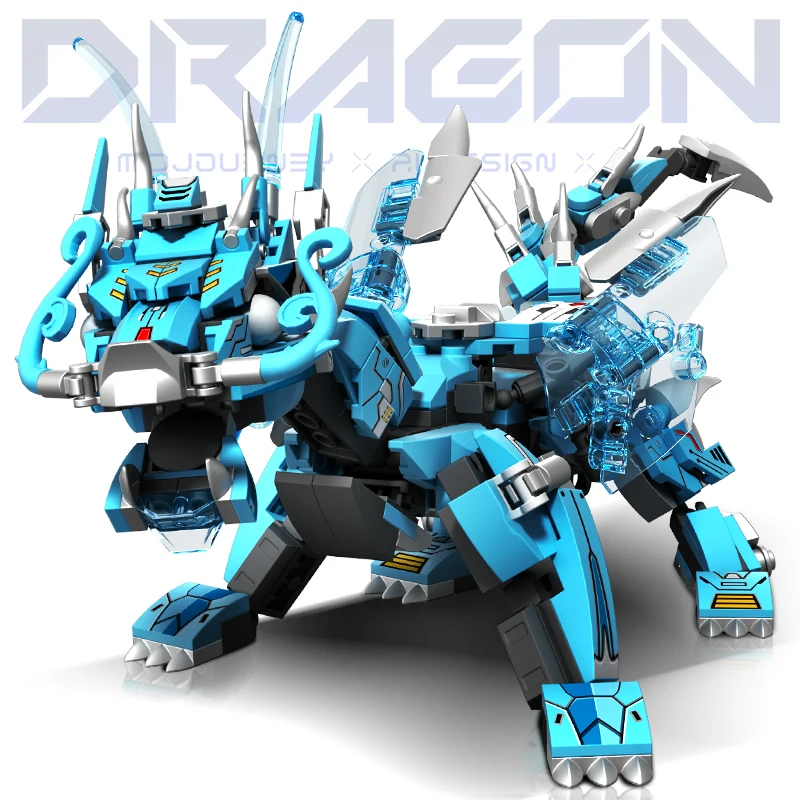 

Dragon Building Blocks City Construction Toys 2 in 1 Transformable Robot Zodiac Dragon Model Kids Gift for Boys Girls Adults