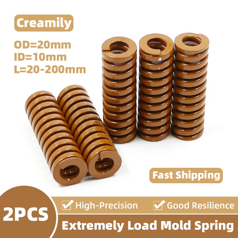 

Creamily 2PCS Die Mold Springs Brown Extremely Load Compression Spring Alloy Steel Springs Outer Diameter=20mm Length=20-200mm