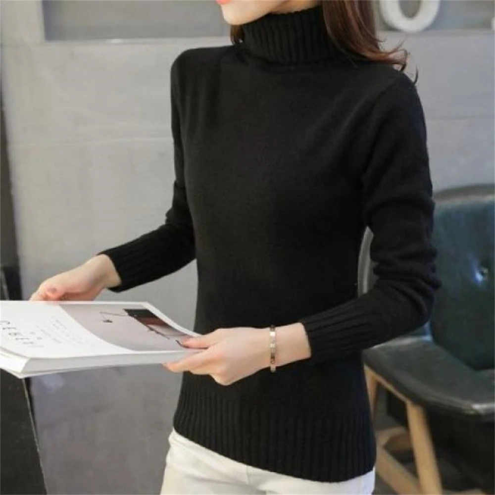 Turtleneck Sweaters Women Winter Cotton Long Sleeve Women Knit Tops Women Pull Femme Knit Pullover Womens Jumpers 2024 Spring