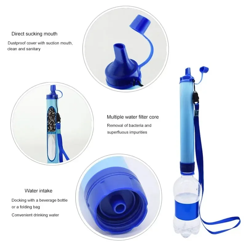 Outdoor Survival Water Filter Straw Portable Water Purification Filter Tool for Camping Hiking Climbing Emergency Use