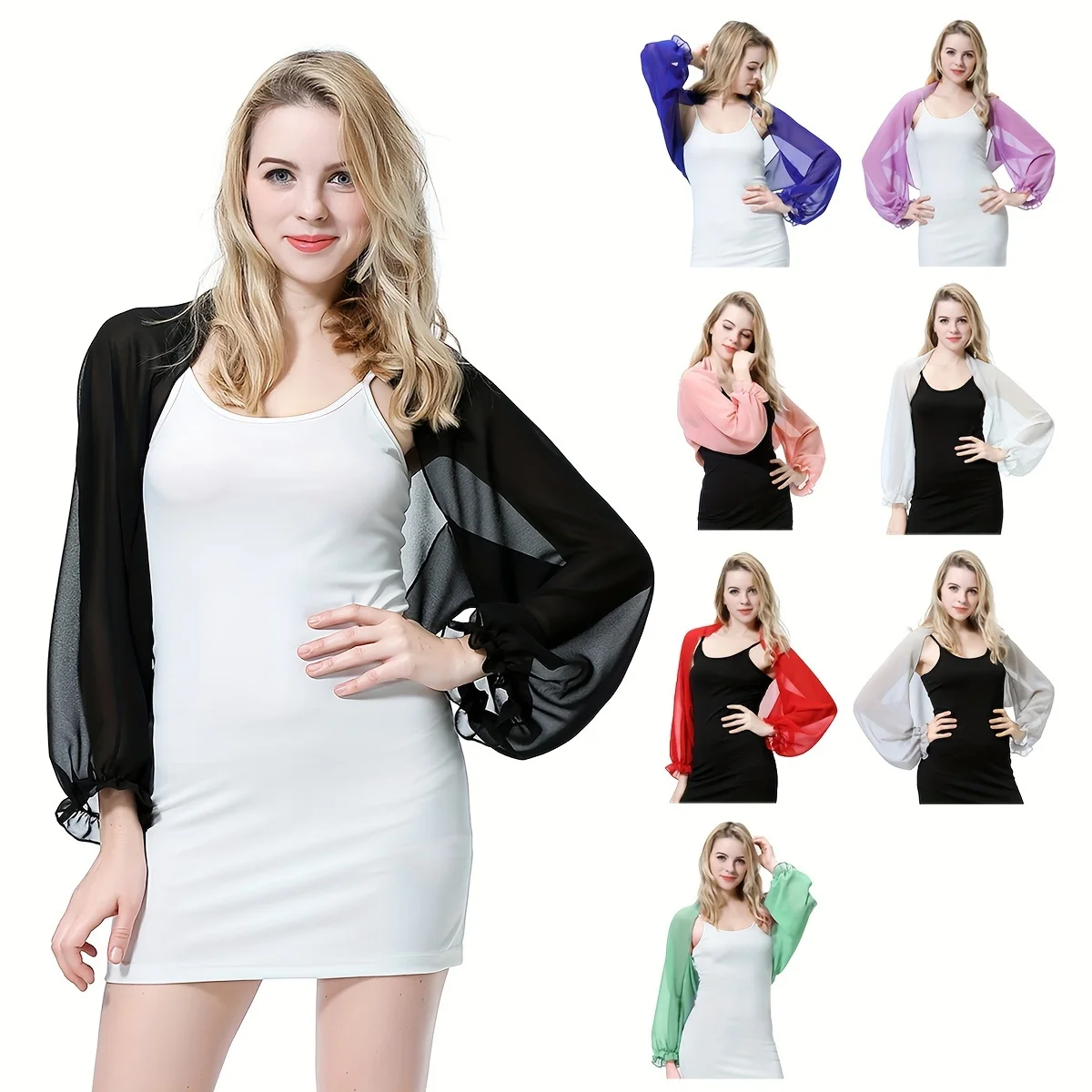 Beach with Sleeves, Sun Protection Chiffon Shirt, Solid Color, Lightweight, Breathable, Versatile Shawl, Ceremonial Wedding Banq