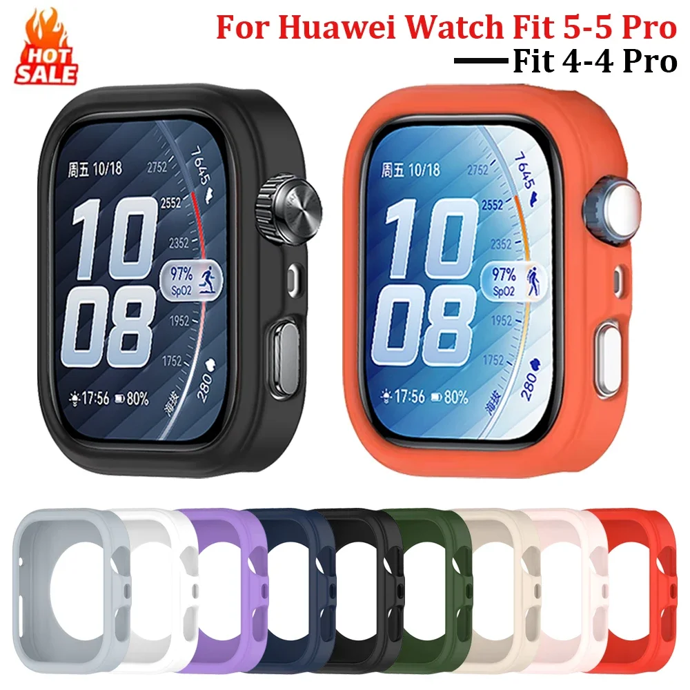 Silicone Case For Huawei Watch Fit 5/5Pro Accessories Soft Lightweight Protective Bumper Frame Shell For Huawei Fit 4 4Pro Cover