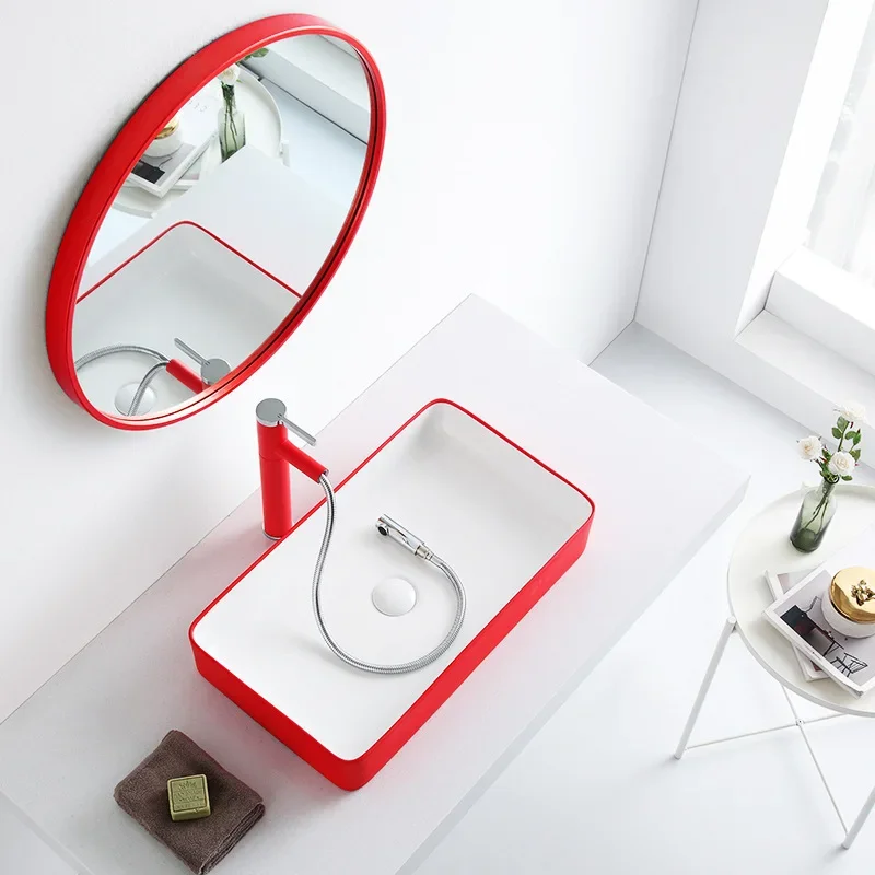 On the table basin wash basin modern simple ceramic red creative art