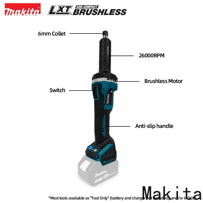Makita – meuleuse d'angle sans fil, outil de gravure électrique rotatif à 4 vitesses, rectifieuse portative