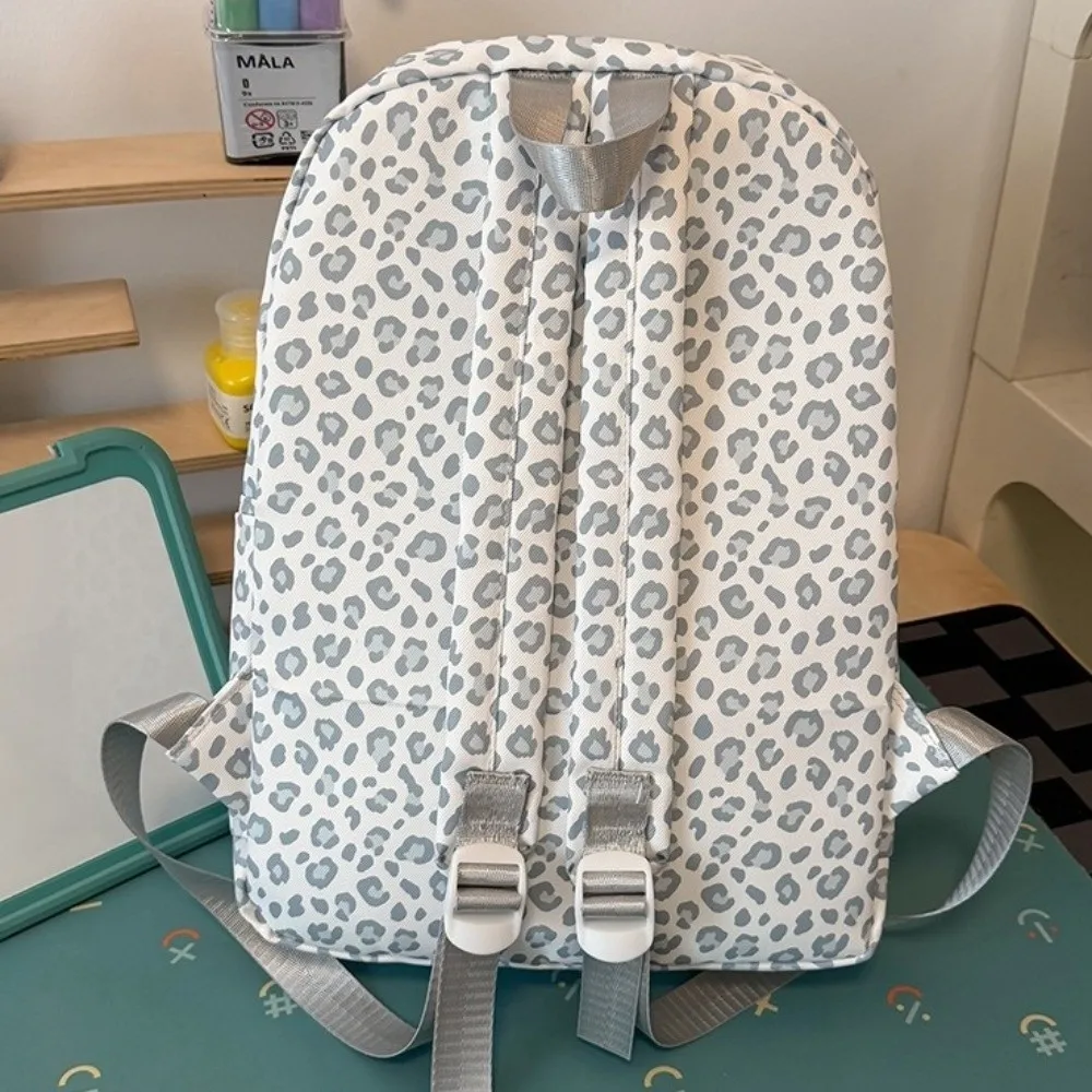 Casual Leopard Print Women Backpack Lightweight Design Unique Style School Bag Nylon Material Casual Daypack Travel Use