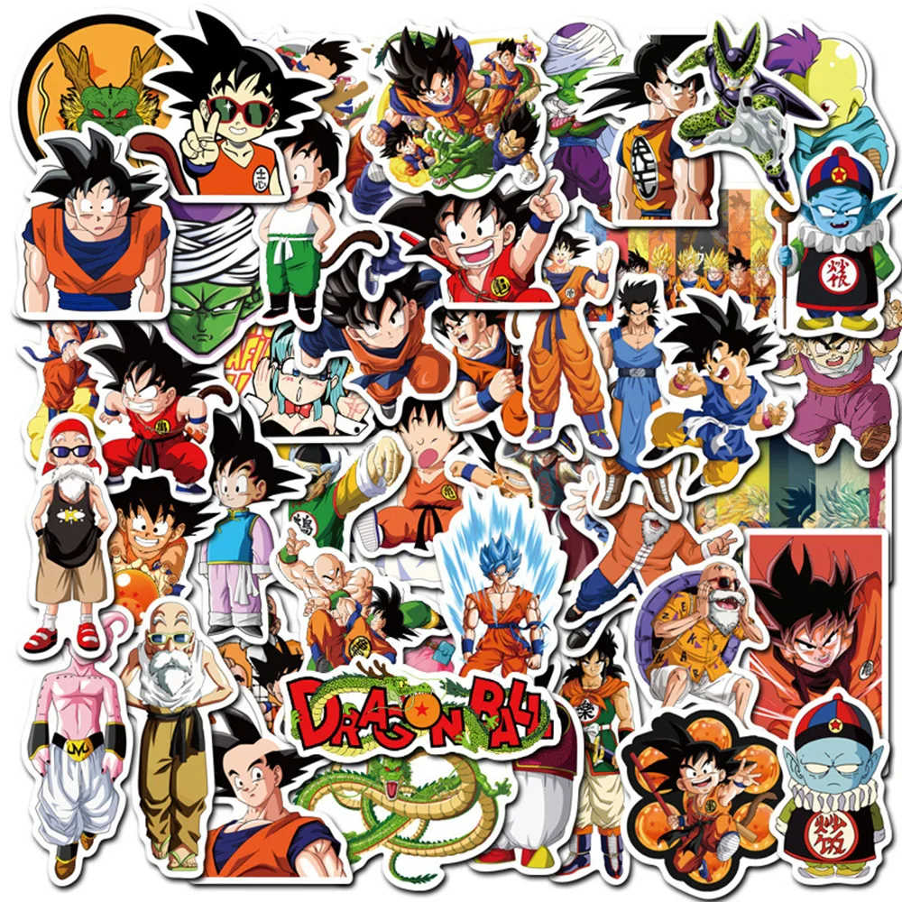 50/100pcs Cartoon Dragon Ball Anime Stickers Decals Skateboard Laptop Motorcycle Cool Graffiti Waterproof Sticker for Kids Toys