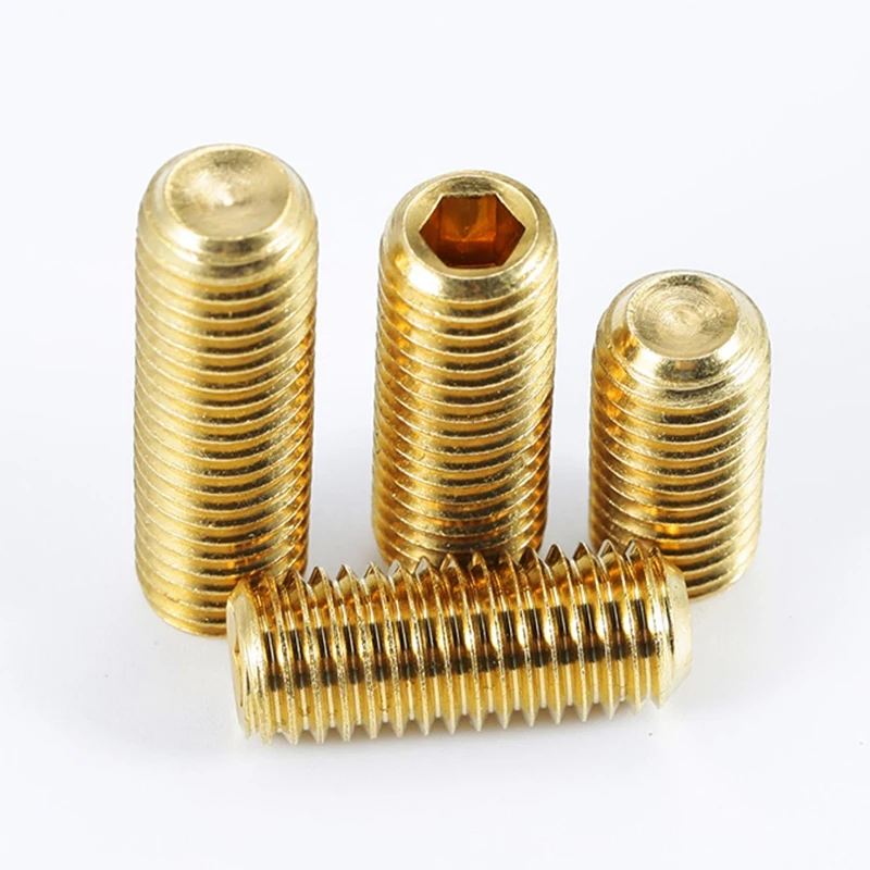 DIN916 Brass Machine Screw ROHS Copper Headless Hex Socket Set Top Screw Stop Copper Concave End M3M6-M10