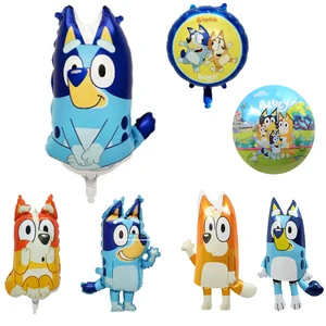 Set Balon Foil Bingo Bluey 7 gaya Balon Keluarga Blueys Anak Perempuan Laki-laki Balon Kartun Hadiah Ulang Tahun Baby Shower Dekorasi Pesta 6 balon biru penjualan terbaik - №
