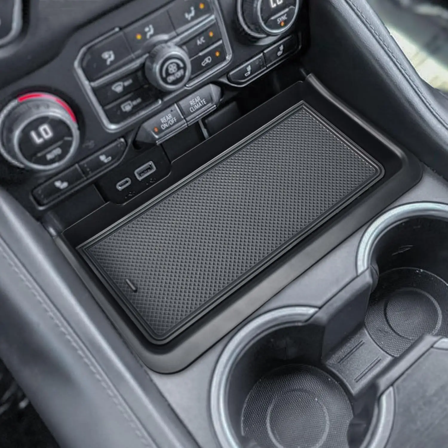 

TACOBRO Center Console Organizer Tray For 2024-2021 GMC Yukon XL/Chevy Tahoe/Suburban Accessories Console Organizer Armrest Tray