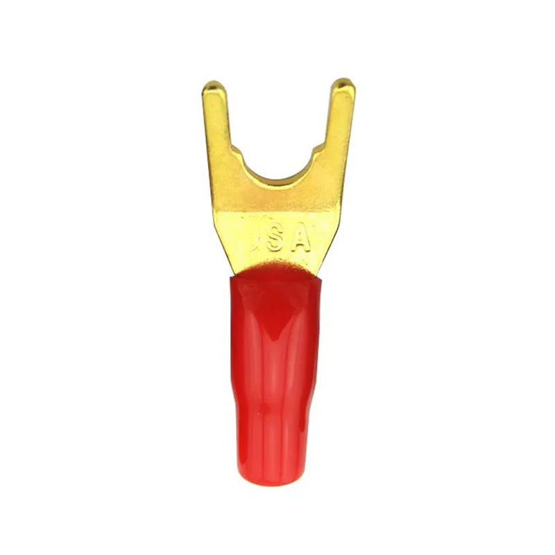 

B-Est 20Pc YU Shape Spade Banana Plug Gold Plated Fork Banana Plug Jack Plug Solderless Speaker Cable Power Terminal Connector D