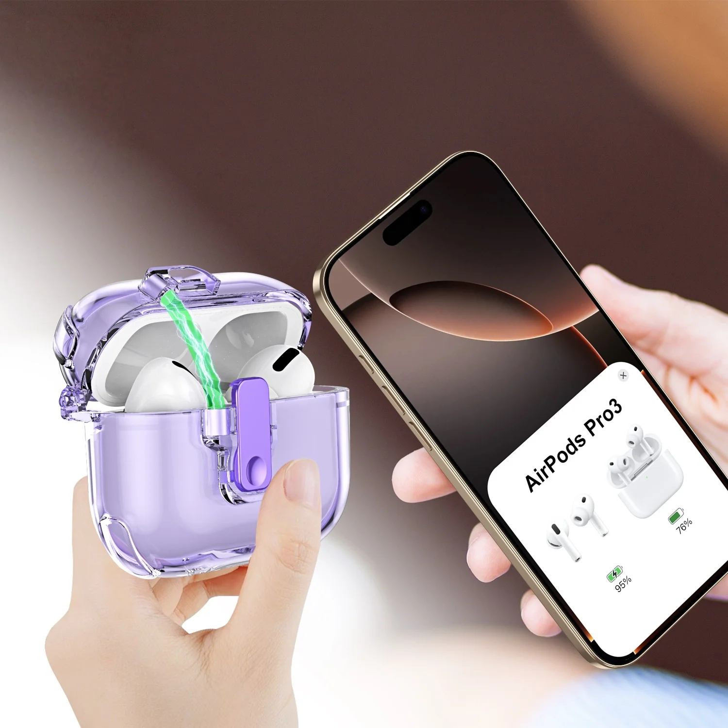 حافظة لهاتف AirPods Pro 3 حافظة شفافة بقفل آمن لأجهزة AirPods Pro الجيل الثالث حافظة من البولي يوريثان الناعم مع مجموعة تنظيف لأجهزة AirPods Pro 3
