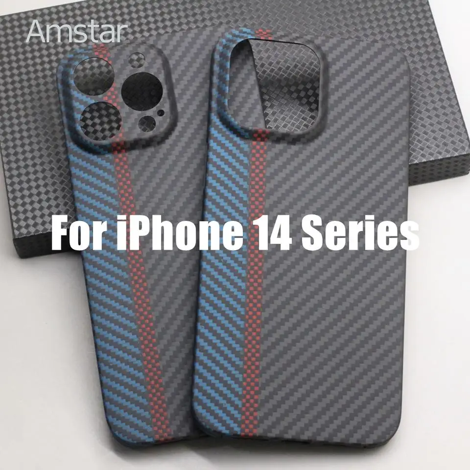 Amstar Tricolor Carbon Fiber Protective Case for iPhone 14 Pro Max 14 Pro Ultra-thin Anti-fall Business Aramid Fiber Phone Cover