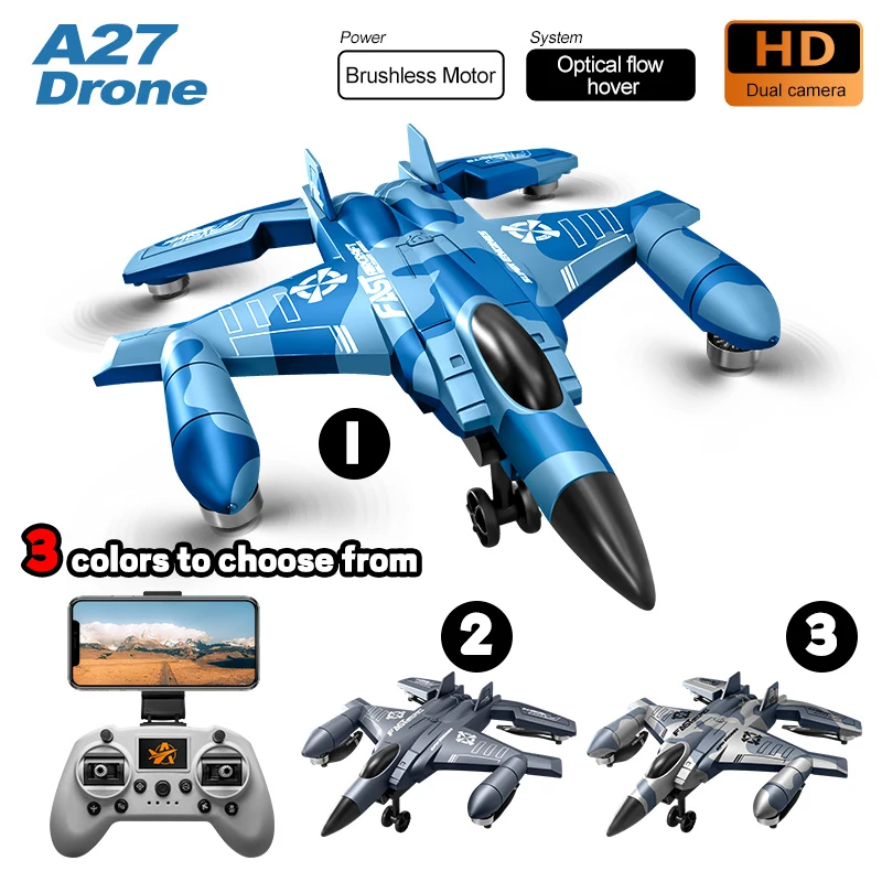 新型A27ドローン プロフェッショナル SU-35型飛行機 4K HDカメラ搭載 ブラシレスリモコン戦闘機クアッドコプター オプティカルフロー RCドローン おもちゃ