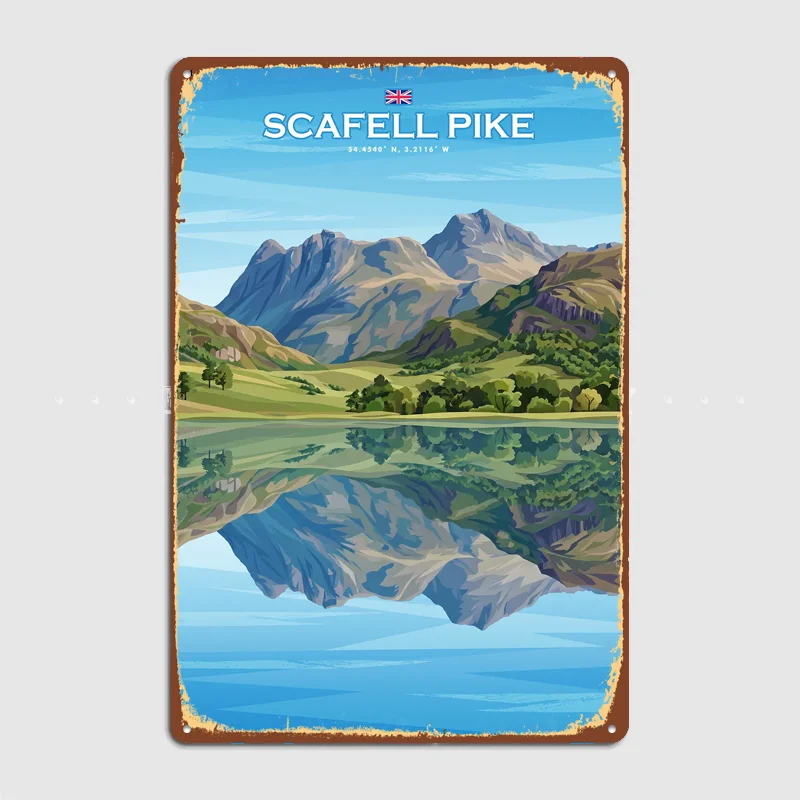 Scafell Pike Lake District Metal Custom Sign Living Room Wall Indoor Decor Room Decoration Bedroom Posters Home Decor