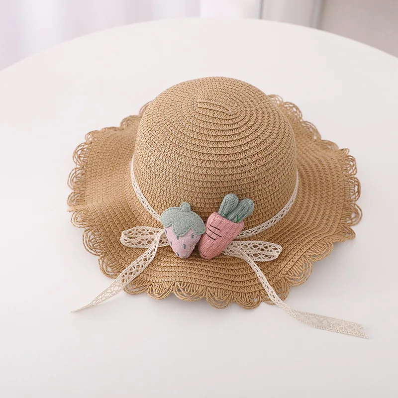 Fashion Summer Children Sunscreen Straw Hat Bag Weaving Grass Cap Cool Sun Hat For Girl Cute Breathable Baby accessories