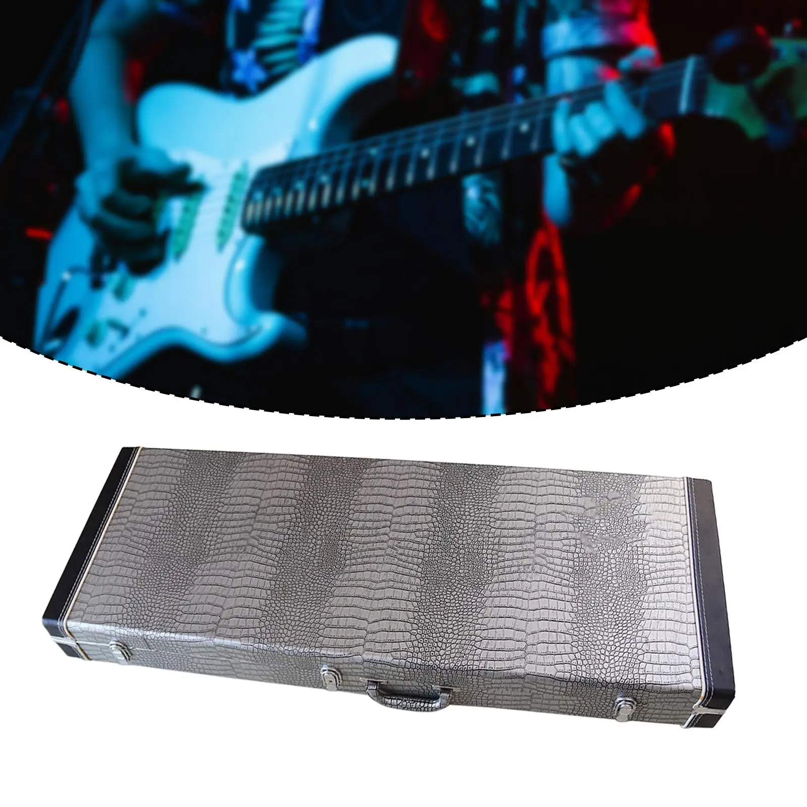 

Electric Guitar Hard Case Protection PU Leather Locking Latch Storage Case