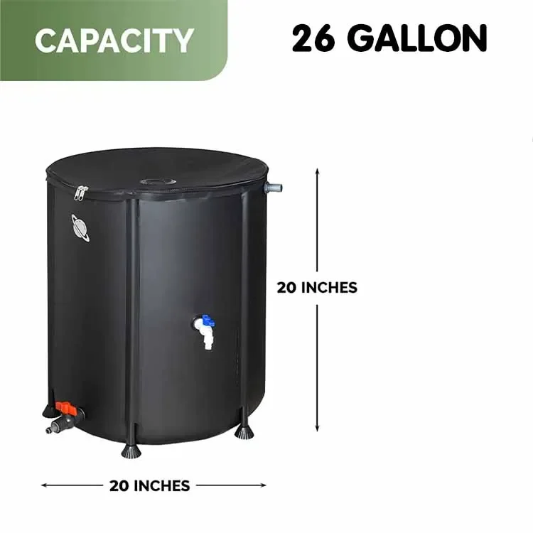 Portable 53 Gallon Rain Bucket Water Tank Foldable Rainwater Collection System Storage Container