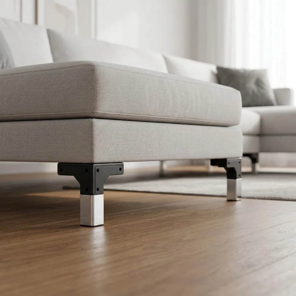 4 Pack Adjustable L Shaped Sofa Legs for Beds For Couches Ottomans Desks with 160 lb Load Capacity per Leg 4 Pack