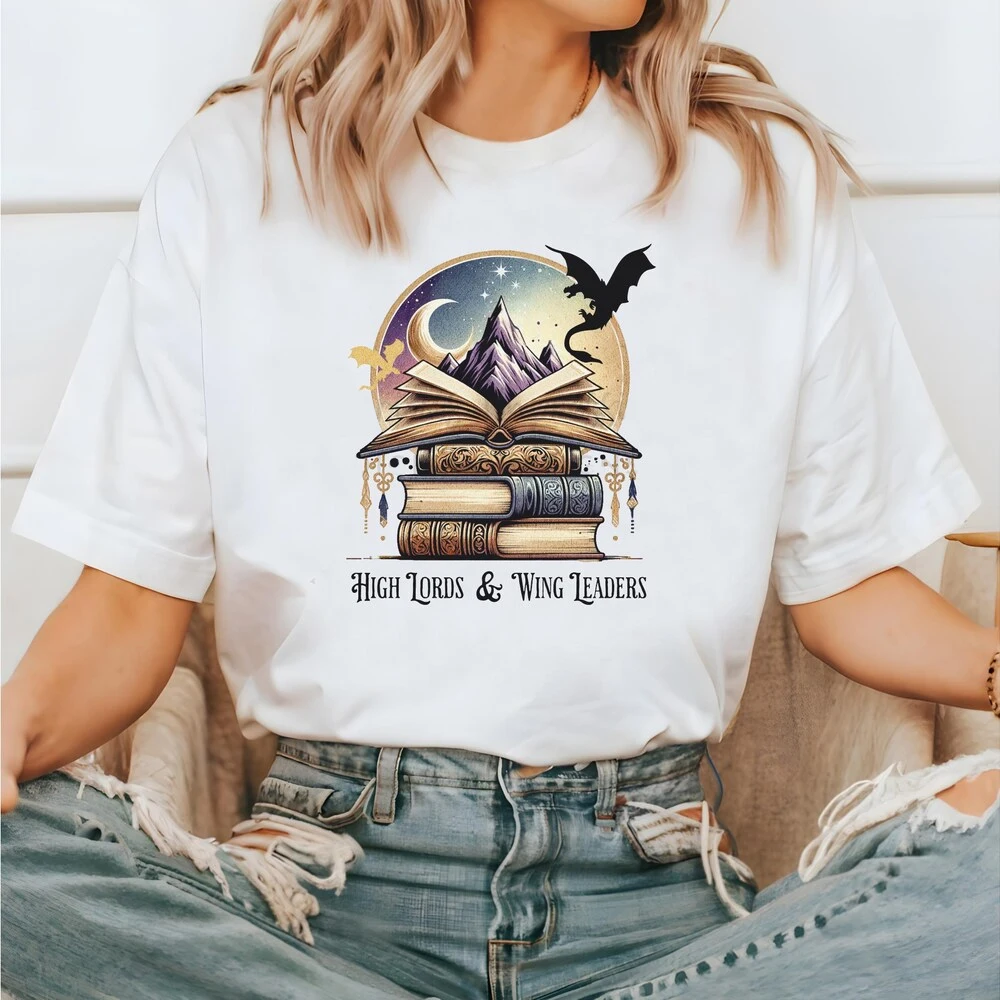 

High Lords and Wing Leaders Printed T-Trendy Book Lover Gift for Unisex Short-sleeved Retro Street Casual Fashion Tops Clothing