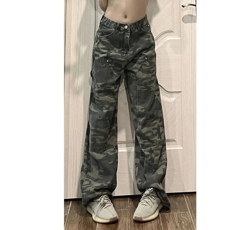 

plus Size 300 Pou Camouflage Jeans Men's Loose Straight Leg Long Trousers American Retro Sle Summer Wear Casual Denim