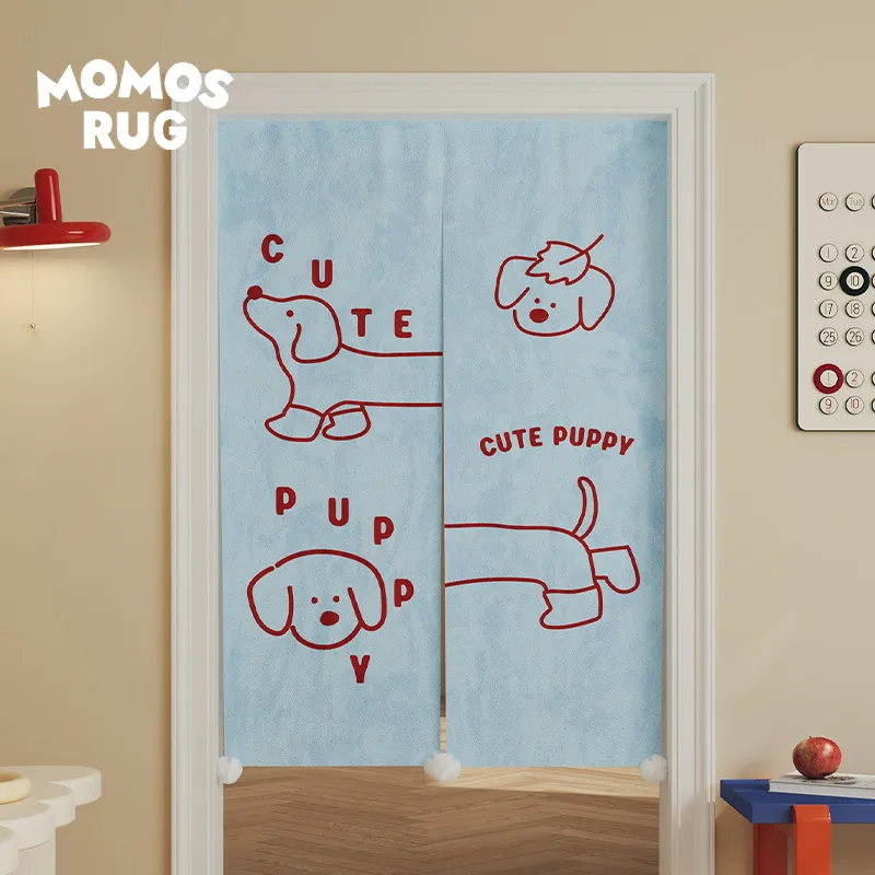 VIKAMA Dachshund Puppy Noren Door Curtain Line Drawing Cartoon Hanging Curtain Kids Bedroom Door Partition Home Decor