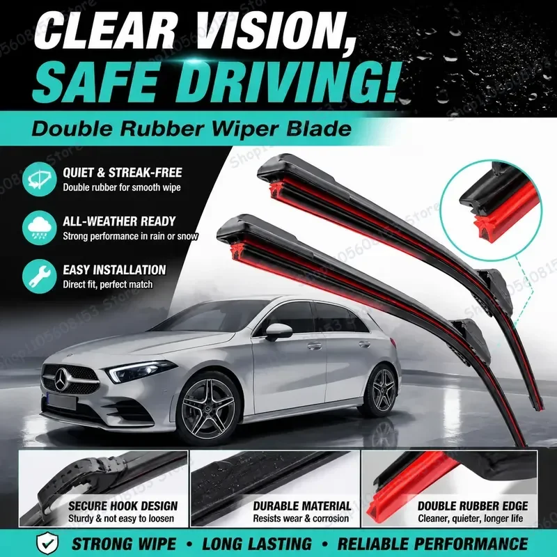 

For Mercedes Benz A Class W169 B Class W245 Double Rubber Windshield Wiper Blades Front Car Wiper Refills All Weather