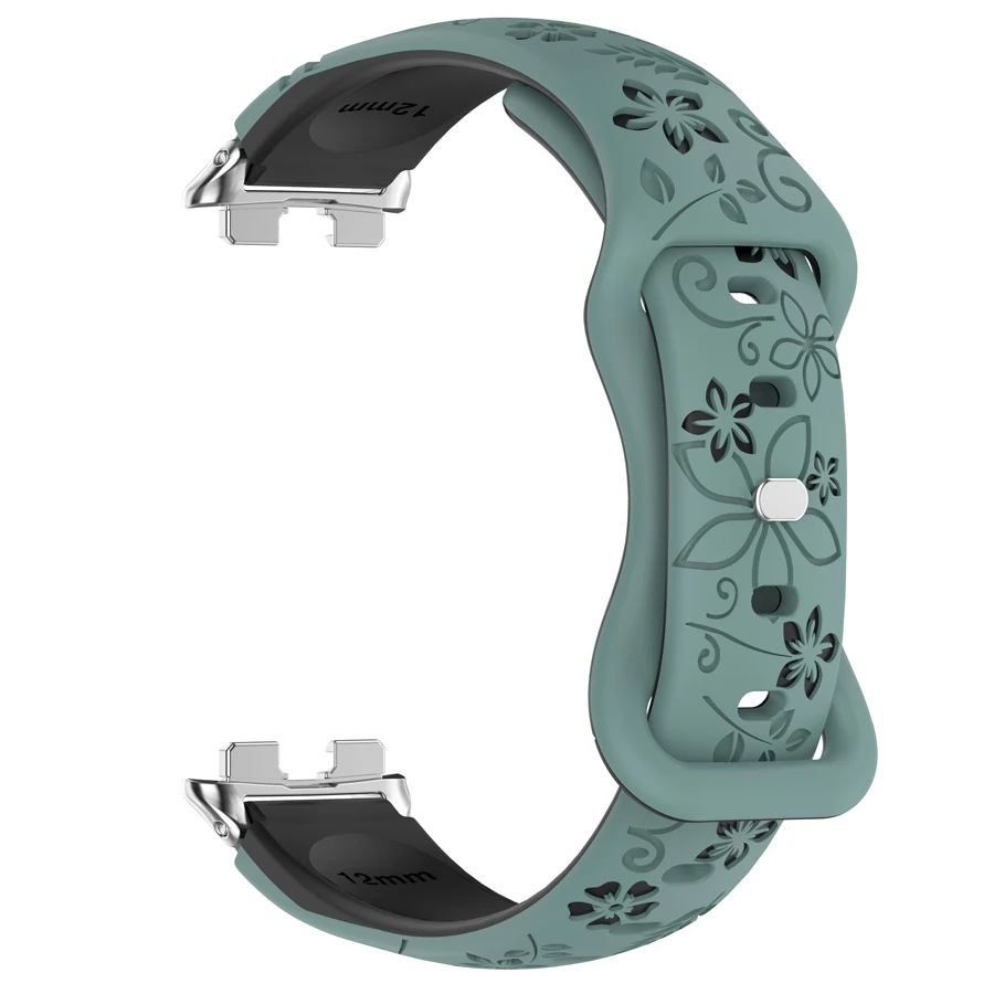Siliconen 3D Gegraveerde Bloem Armband voor Huawei Band 8 9 10 Band Smart Horloge Ademende Horlogeband voor HUAWEI Band 8 9 10 Band