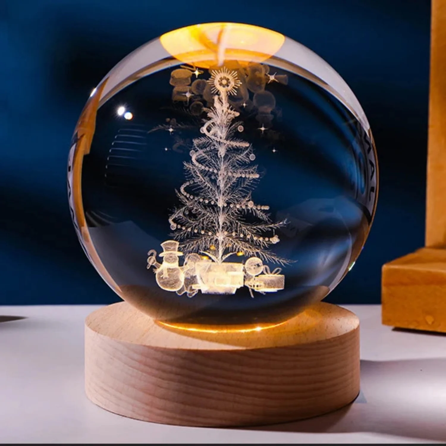 2025 Christmas Crystal Ball Ornament Creative 3D Laser Engraving Crystal Ball Xmas Party Navidad New Year Gifts For Family Kids