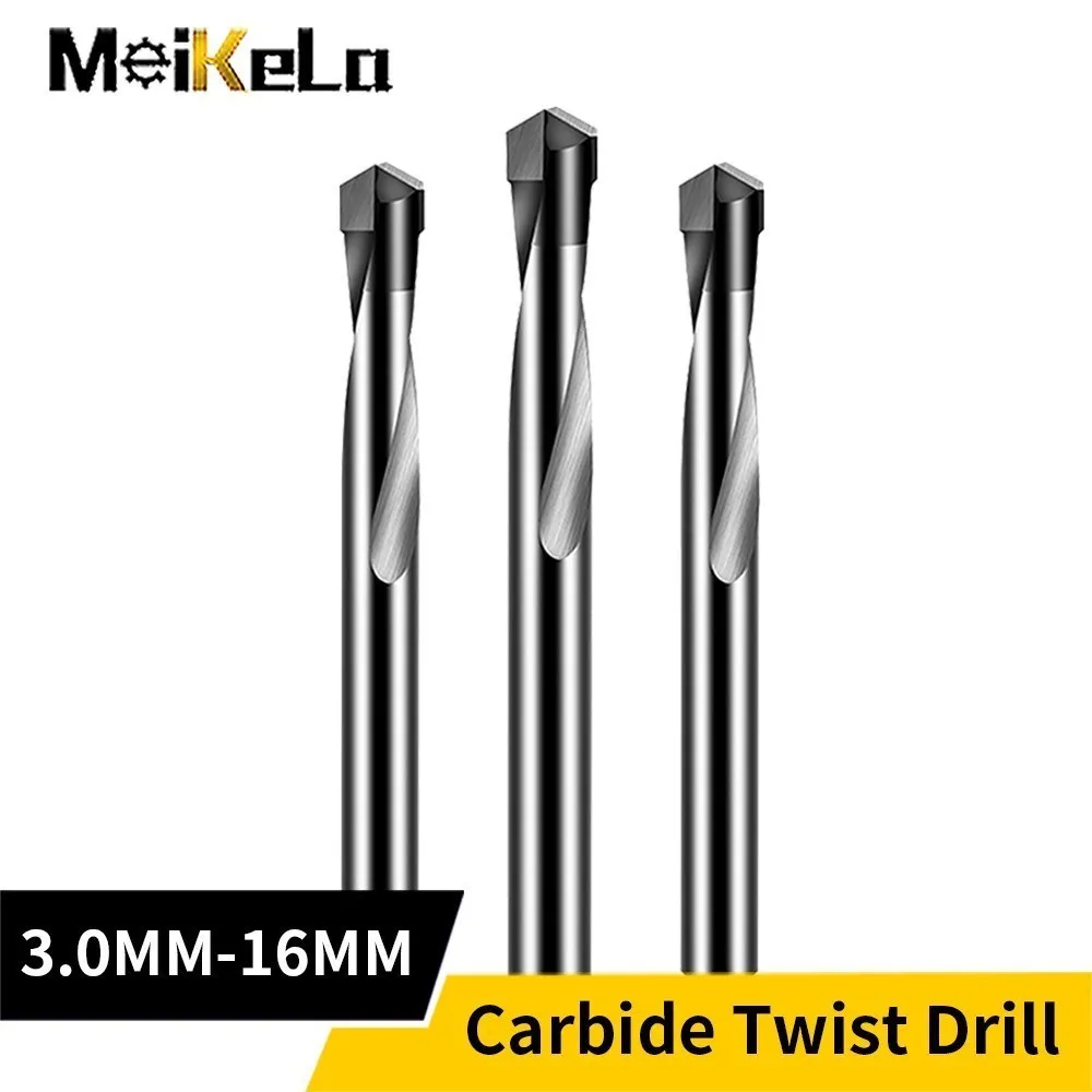 Meikela Carbide Twist Boor 3-16Mm Rechte Schacht Groot Volledig Boorijzer Roestvrij Staal Speciale Superharde Legering Bit 1/2Pcs