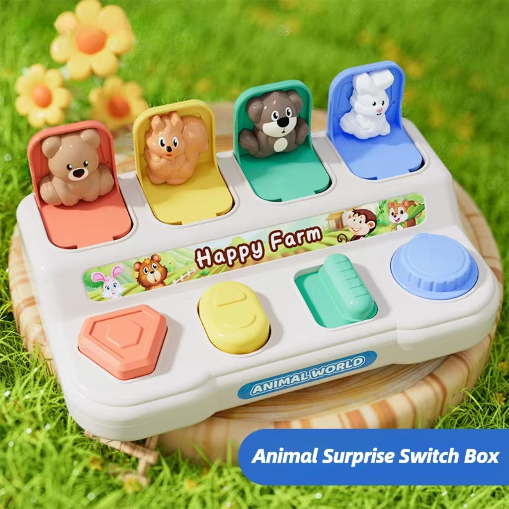 Cute animals surprise switch box puzzle enlightenment toys to develop the ability of thinking logic toys for babies