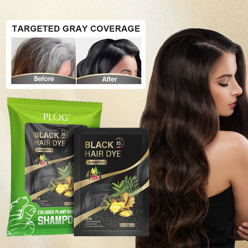 SHAMPOO-Juego de 5 uds de COLOR de pelo de 4 colores, extractos de plantas para cubrir el cabello gris, tinte para el cabello suave y no irritante, tinte temporal para el cabello