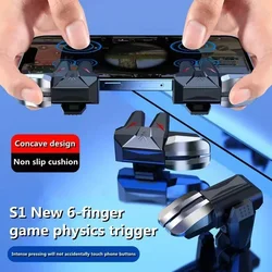 S1 ABS Handy 6-Finger-Spielauslöser für PUBG Aim Shooter L1R1 Legierung Schlüsselknopf Gamepad Joystick-Controller für IOS Android