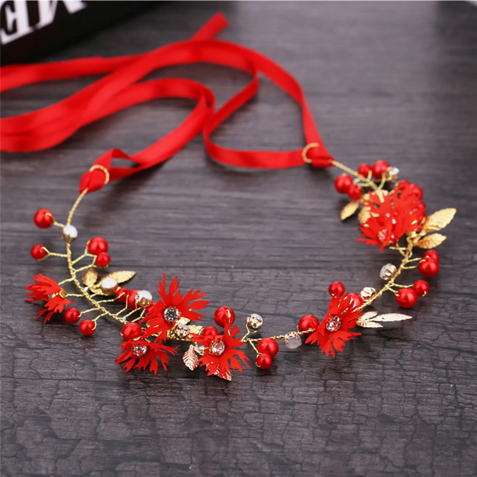 Elegantes Braut-Stirnband für Mädchen, imitierte Perlenkronen, Braut-Hochzeits-Stirnband für Mädchen, Blumengirlande, romantisches Blumen-Stirnband für Mädchen – Detail 7