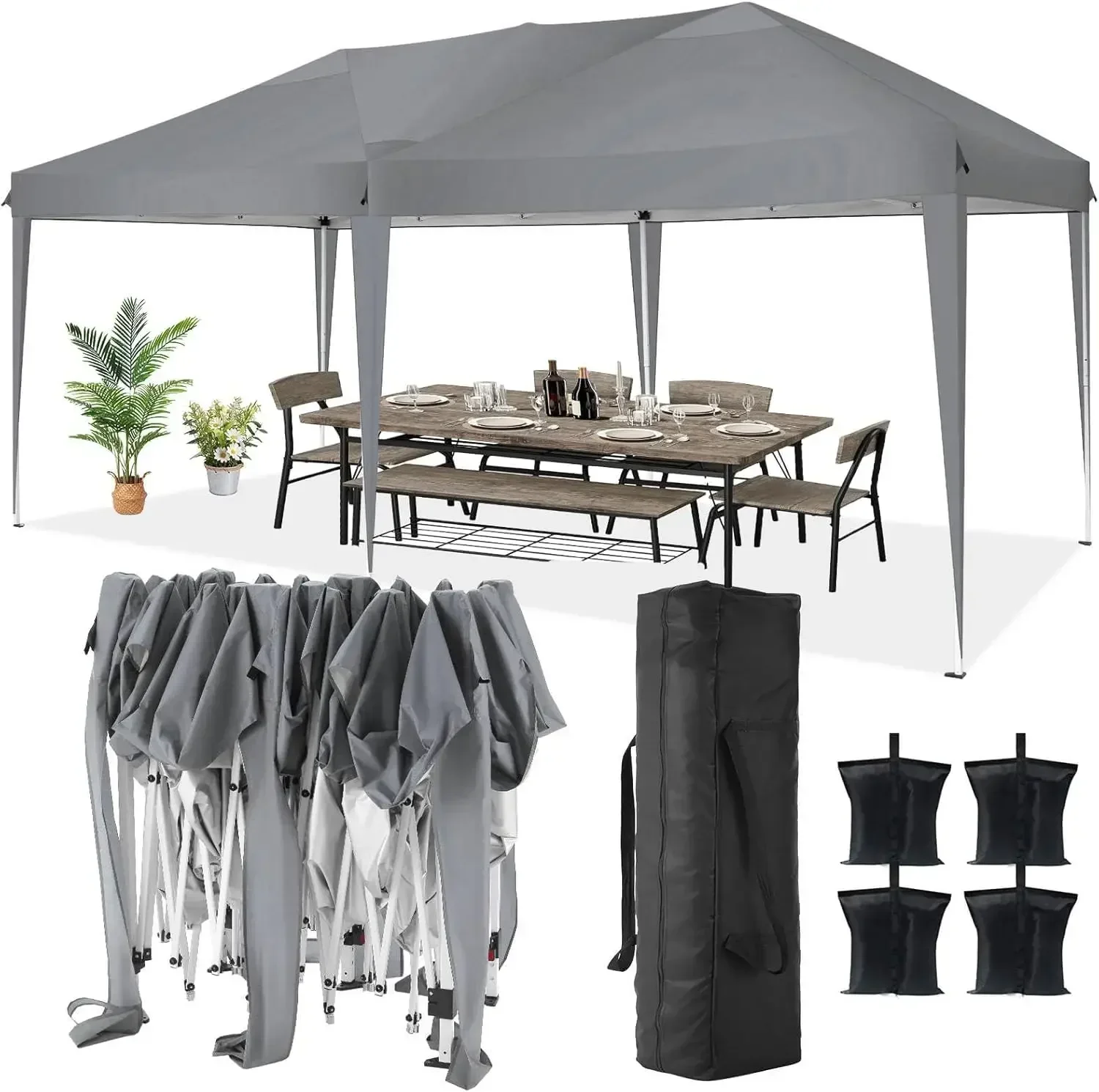 10x20 Pop Up Canopy Tent Party Tents for Parties Weddings Backyard Waterproof Canopy Outdoor Commercial Instant