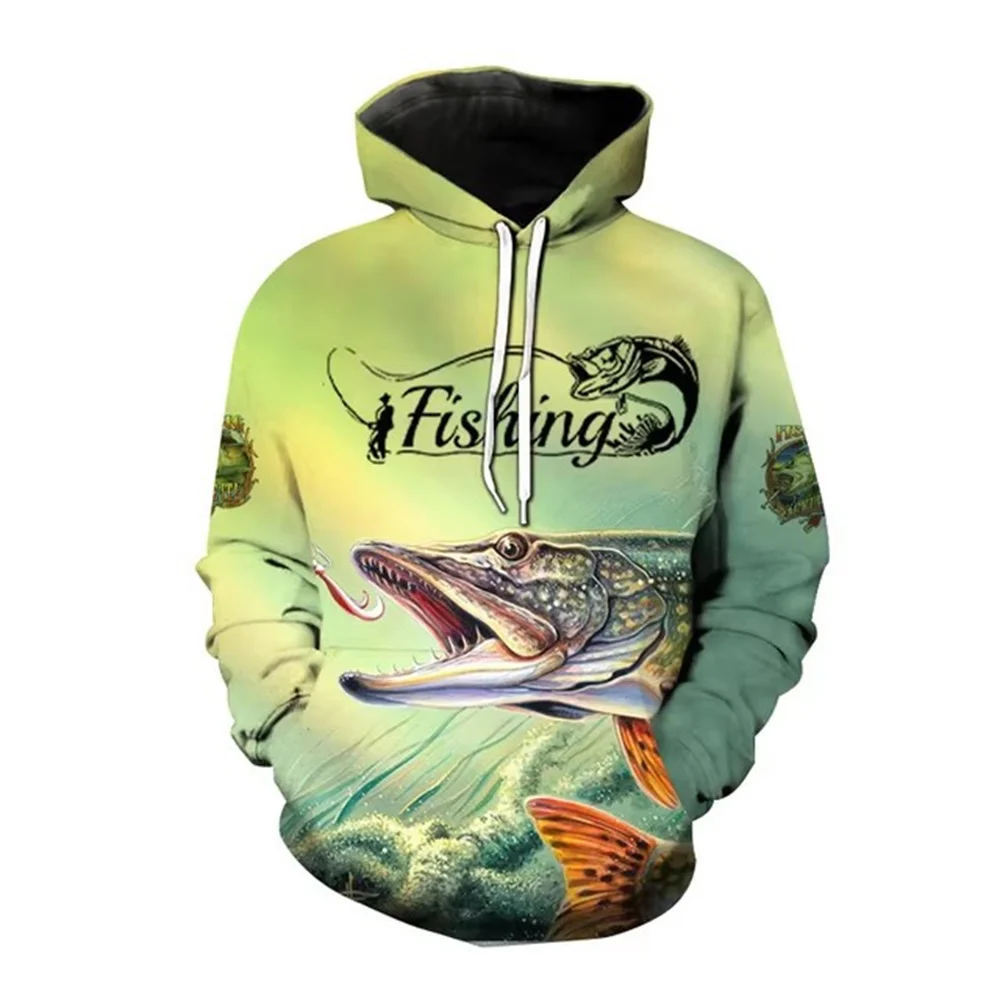 

Men's 3D Printed Fishing Pattern Hoodie Spring Autumn Wild Hunt Fish Lover's Unisex Casual Streetwear Sweatshirt