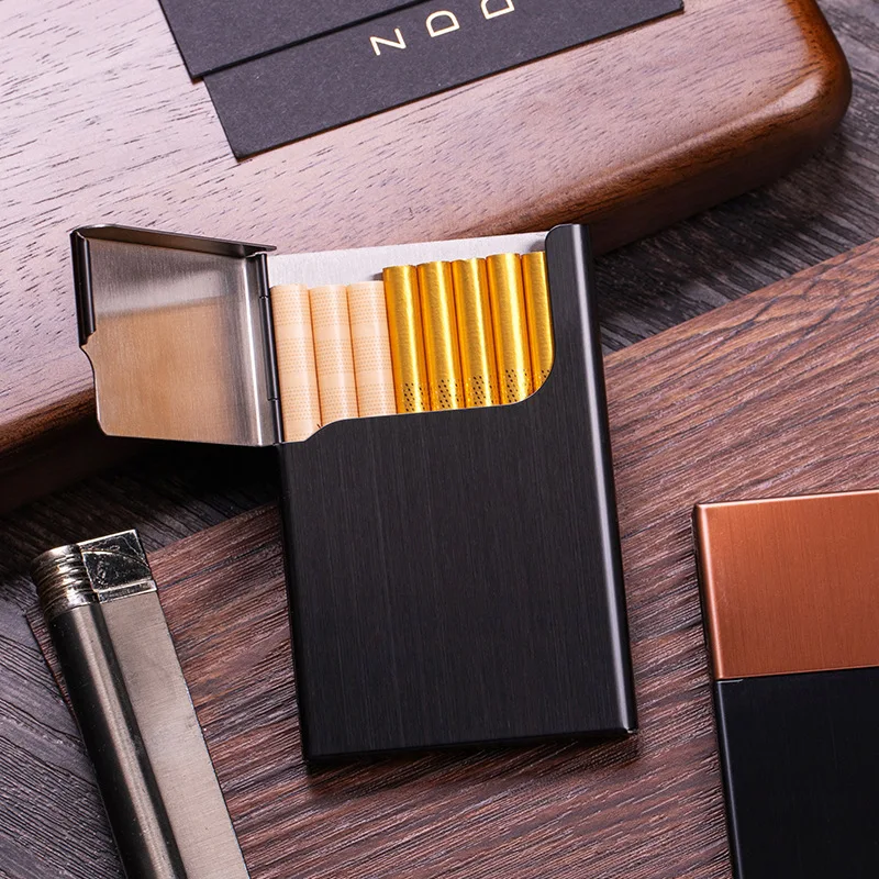 6/7mm Stainless Steel 9 Sticks Cigarette Box Slim Portable Metal Case for Medium Thick Cigarettes Accessories